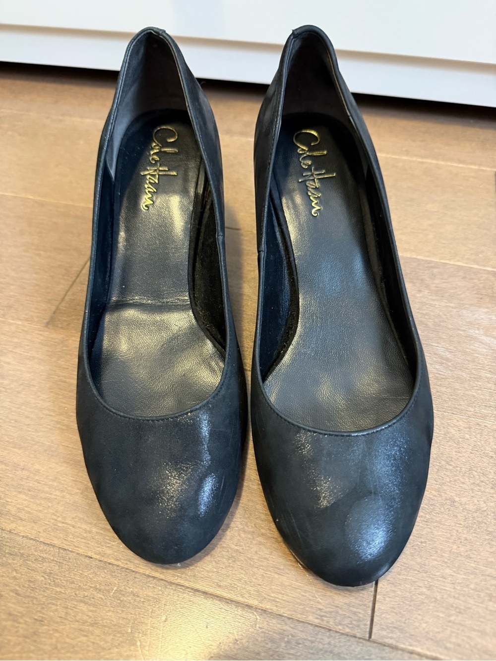 Cole Haan Nike Air Collab Black Suede Leather Round Toe Pumps size 8